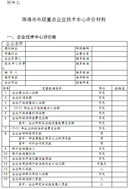 珠海市第二十一(yī)批市級重點企業技術中(zhōng)心認定通知(zhī)